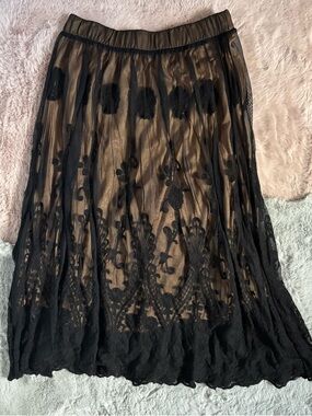 Lapis brown black sheer layer skirt